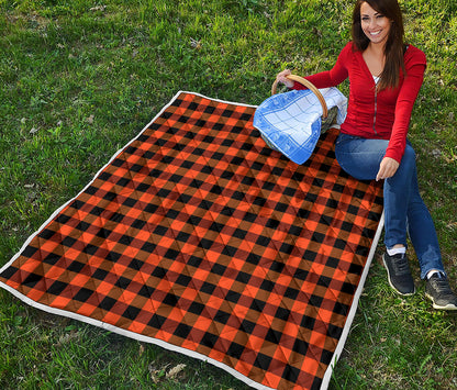Orange And Black Buffalo Check Print Quilt