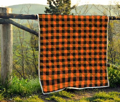 Orange And Black Buffalo Check Print Quilt
