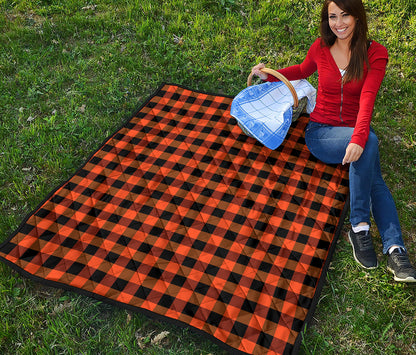 Orange And Black Buffalo Check Print Quilt