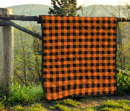 Orange And Black Buffalo Check Print Quilt