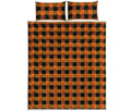 Orange And Black Buffalo Check Print Quilt Bed Set