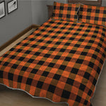 Orange And Black Buffalo Check Print Quilt Bed Set