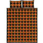 Orange And Black Buffalo Check Print Quilt Bed Set
