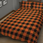 Orange And Black Buffalo Check Print Quilt Bed Set