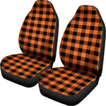 Orange And Black Buffalo Check Print Universal Fit Car Seat Covers