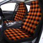 Orange And Black Buffalo Check Print Universal Fit Car Seat Covers