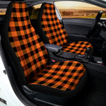 Orange And Black Buffalo Check Print Universal Fit Car Seat Covers