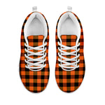 Orange And Black Buffalo Check Print White Sneakers