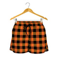Orange And Black Buffalo Check Print Women's Shorts