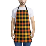 Orange And Black Buffalo Plaid Print Apron