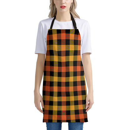 Orange And Black Buffalo Plaid Print Apron