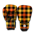 Orange And Black Buffalo Plaid Print Boxing Gloves