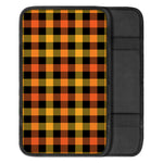 Orange And Black Buffalo Plaid Print Car Center Console Cover