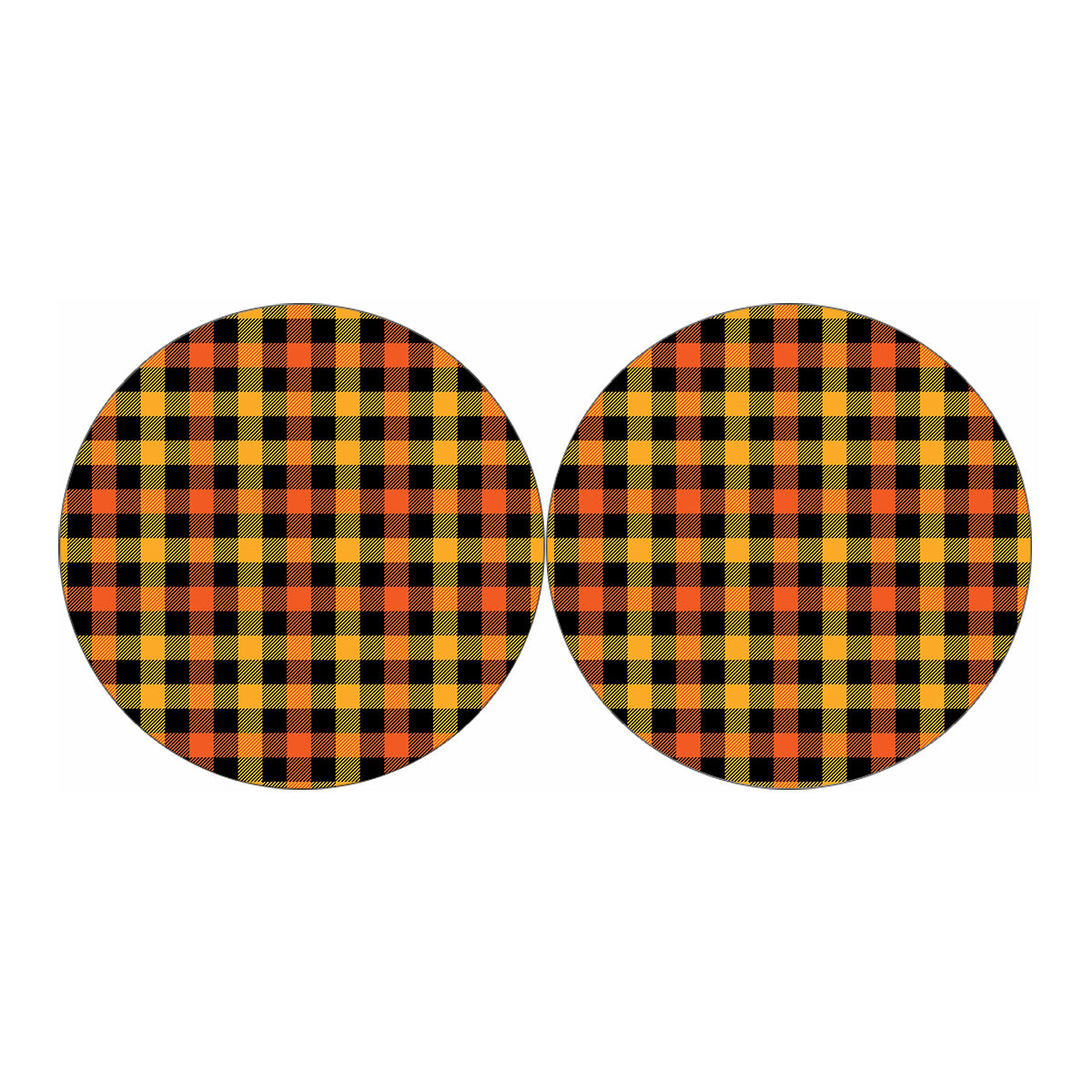 Orange And Black Buffalo Plaid Print Car Coasters
