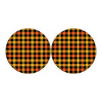 Orange And Black Buffalo Plaid Print Car Coasters