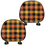 Orange And Black Buffalo Plaid Print Car Headrest Covers