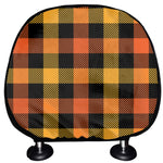 Orange And Black Buffalo Plaid Print Car Headrest Covers
