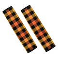 Orange And Black Buffalo Plaid Print Car Seat Belt Covers
