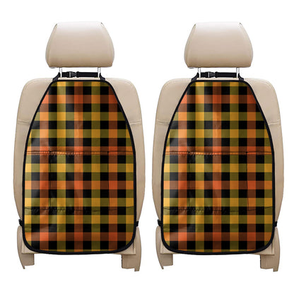 Orange And Black Buffalo Plaid Print Car Seat Organizers