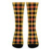 Orange And Black Buffalo Plaid Print Crew Socks