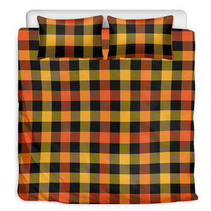 Orange And Black Buffalo Plaid Print Duvet Cover Bedding Set