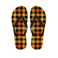 Orange And Black Buffalo Plaid Print Flip Flops