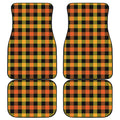 Orange And Black Buffalo Plaid Print Front and Back Car Floor Mats