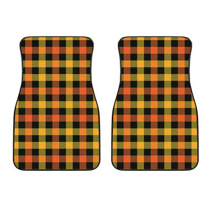 Orange And Black Buffalo Plaid Print Front Car Floor Mats