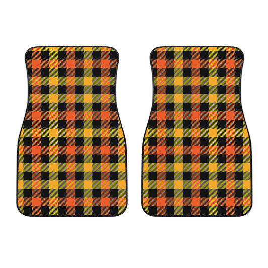 Orange And Black Buffalo Plaid Print Front Car Floor Mats