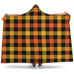 Orange And Black Buffalo Plaid Print Hooded Blanket