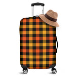 Orange And Black Buffalo Plaid Print Luggage Cover