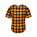 Orange And Black Buffalo Plaid Print Men's Baseball Jersey