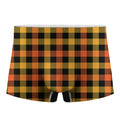 Orange And Black Buffalo Plaid Print Men's Boxer Briefs