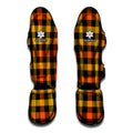 Orange And Black Buffalo Plaid Print Muay Thai Shin Guards