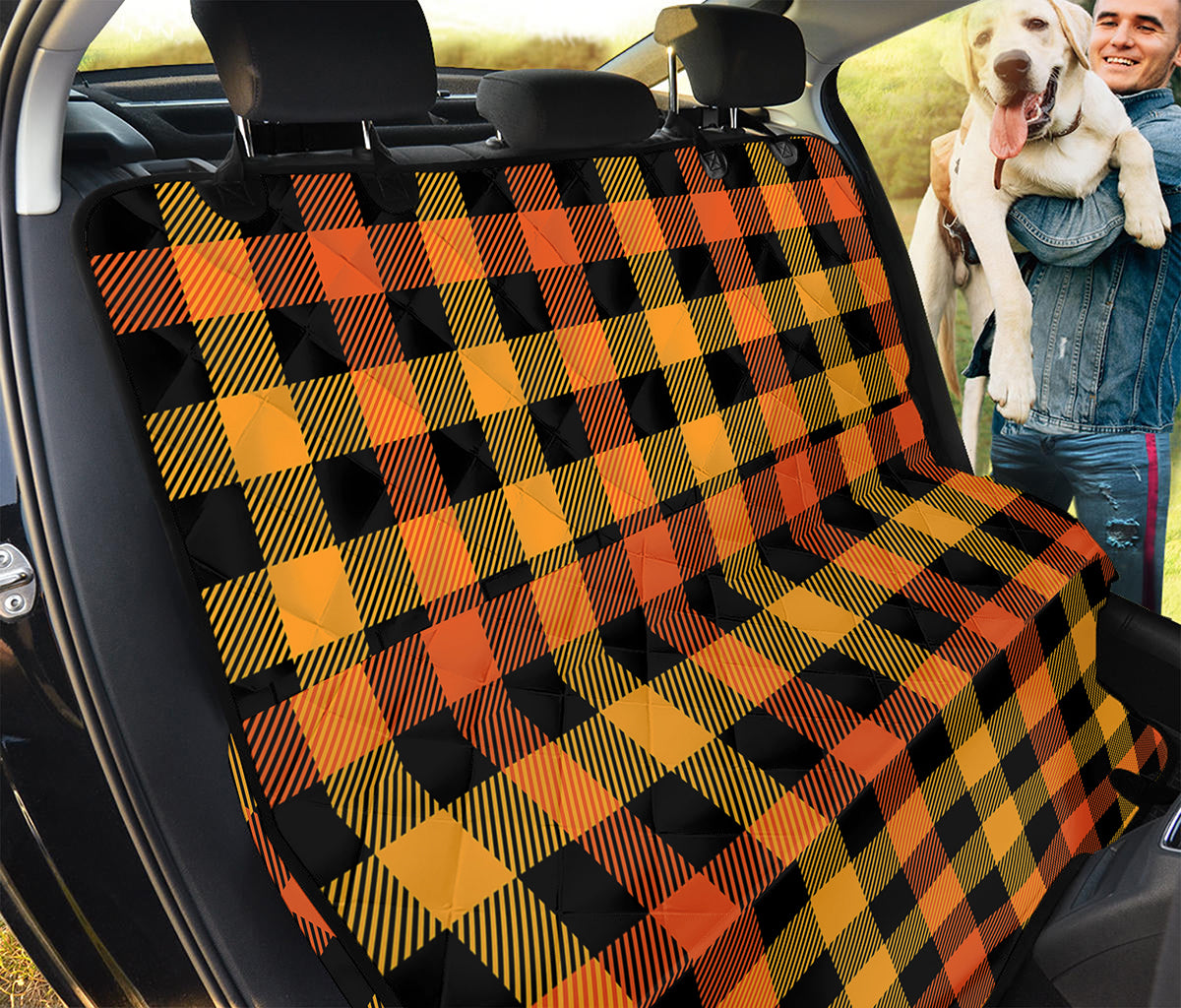 Orange And Black Buffalo Plaid Print Pet Car Back Seat Cover