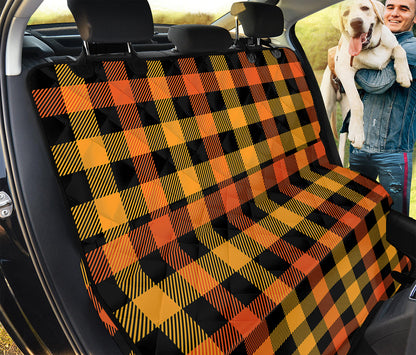 Orange And Black Buffalo Plaid Print Pet Car Back Seat Cover