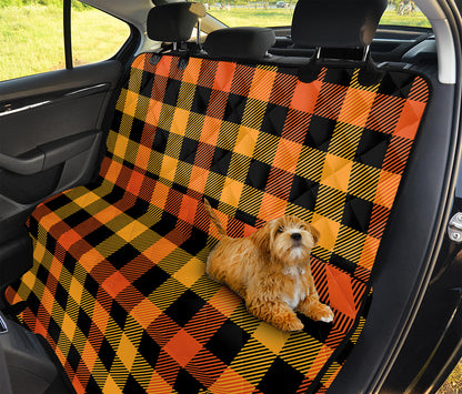 Orange And Black Buffalo Plaid Print Pet Car Back Seat Cover