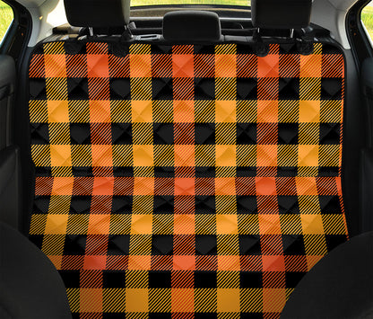 Orange And Black Buffalo Plaid Print Pet Car Back Seat Cover