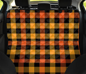 Orange And Black Buffalo Plaid Print Pet Car Back Seat Cover