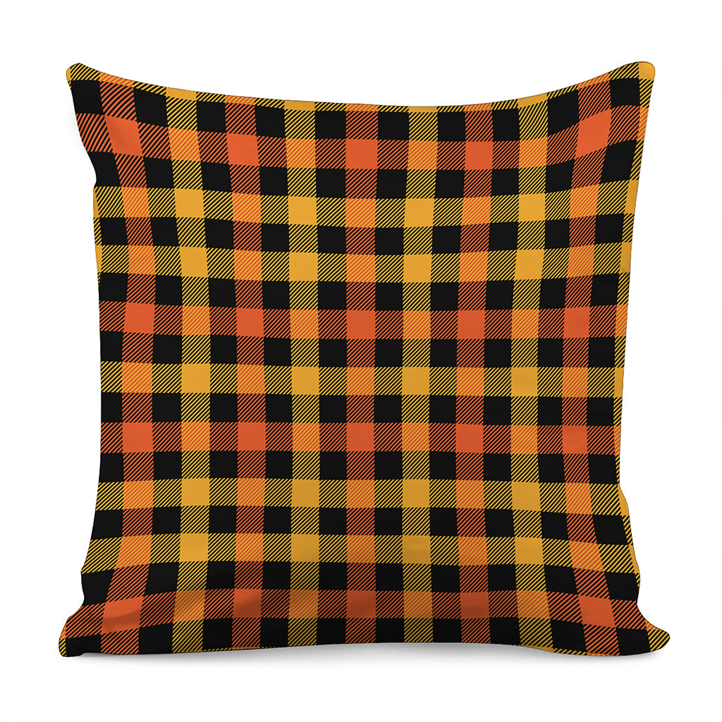 Orange And Black Buffalo Plaid Print Pillow Cover