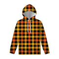 Orange And Black Buffalo Plaid Print Pullover Hoodie