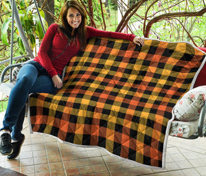 Orange And Black Buffalo Plaid Print Quilt