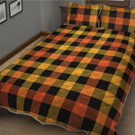 Orange And Black Buffalo Plaid Print Quilt Bed Set