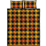 Orange And Black Buffalo Plaid Print Quilt Bed Set