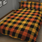 Orange And Black Buffalo Plaid Print Quilt Bed Set