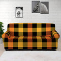 Orange And Black Buffalo Plaid Print Sofa Cover