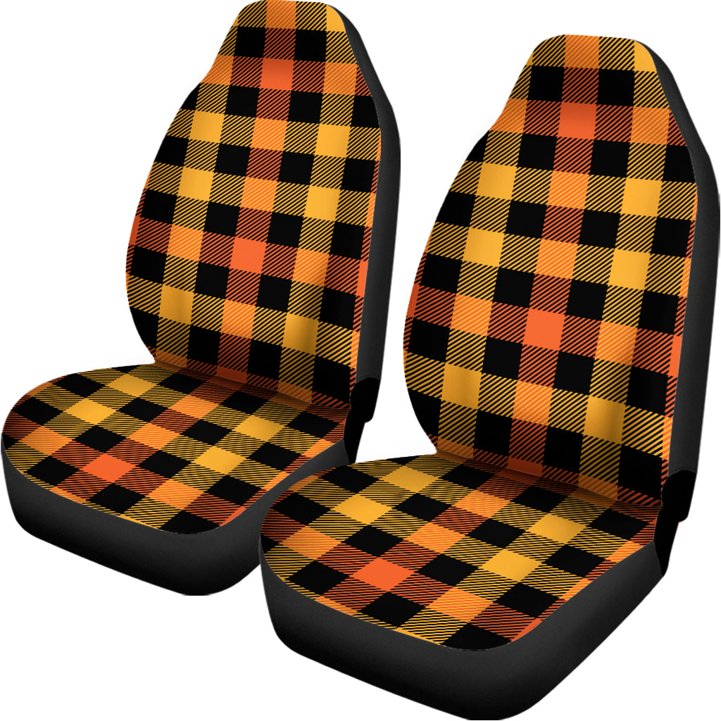 Orange And Black Buffalo Plaid Print Universal Fit Car Seat Covers
