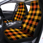 Orange And Black Buffalo Plaid Print Universal Fit Car Seat Covers