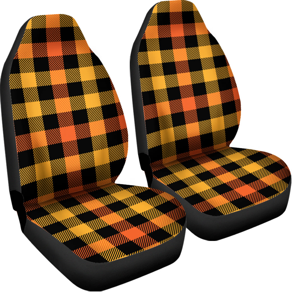 Orange And Black Buffalo Plaid Print Universal Fit Car Seat Covers