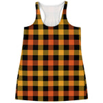 Orange And Black Buffalo Plaid Print Women's Racerback Tank Top